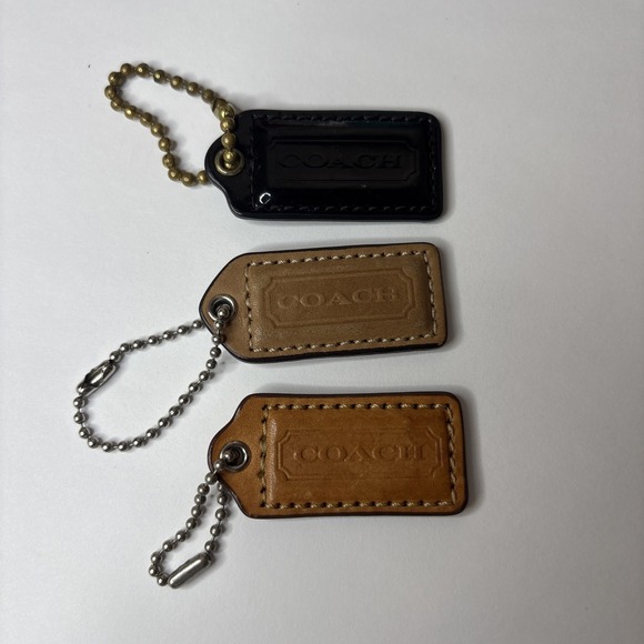Coach Accessories - Lot (3) COACH Y2K  2" Hang Tag Fob Bag Charm Black/Brown Leather, Embossed